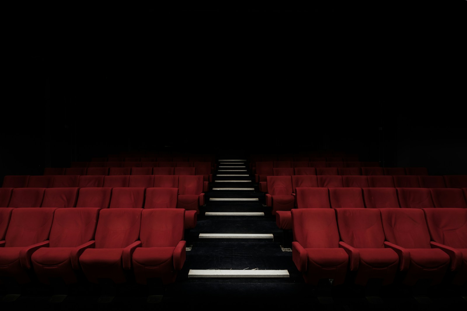 Cinema screen prepared for a student film screening